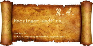 Maczinger Amáta névjegykártya
